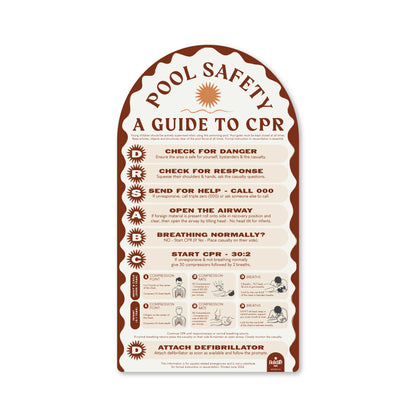 Boutique Pool Safety CPR Sign - Rust