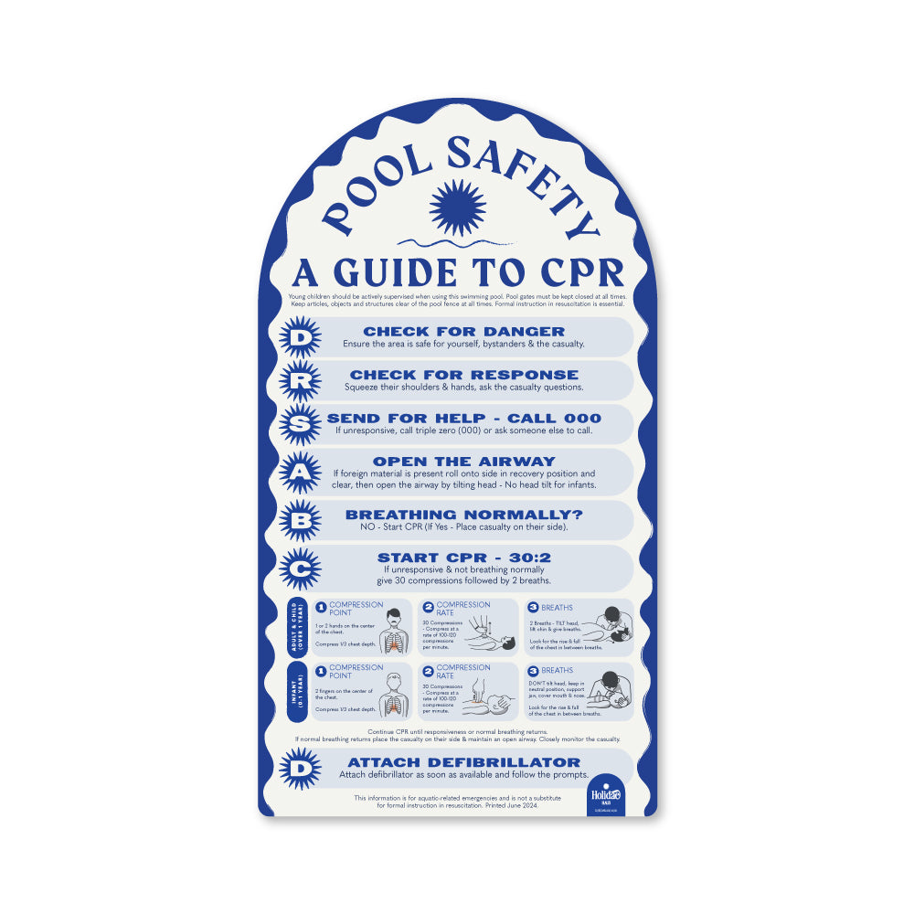 Boutique Pool Safety CPR Sign - Santorini (Factory Second)