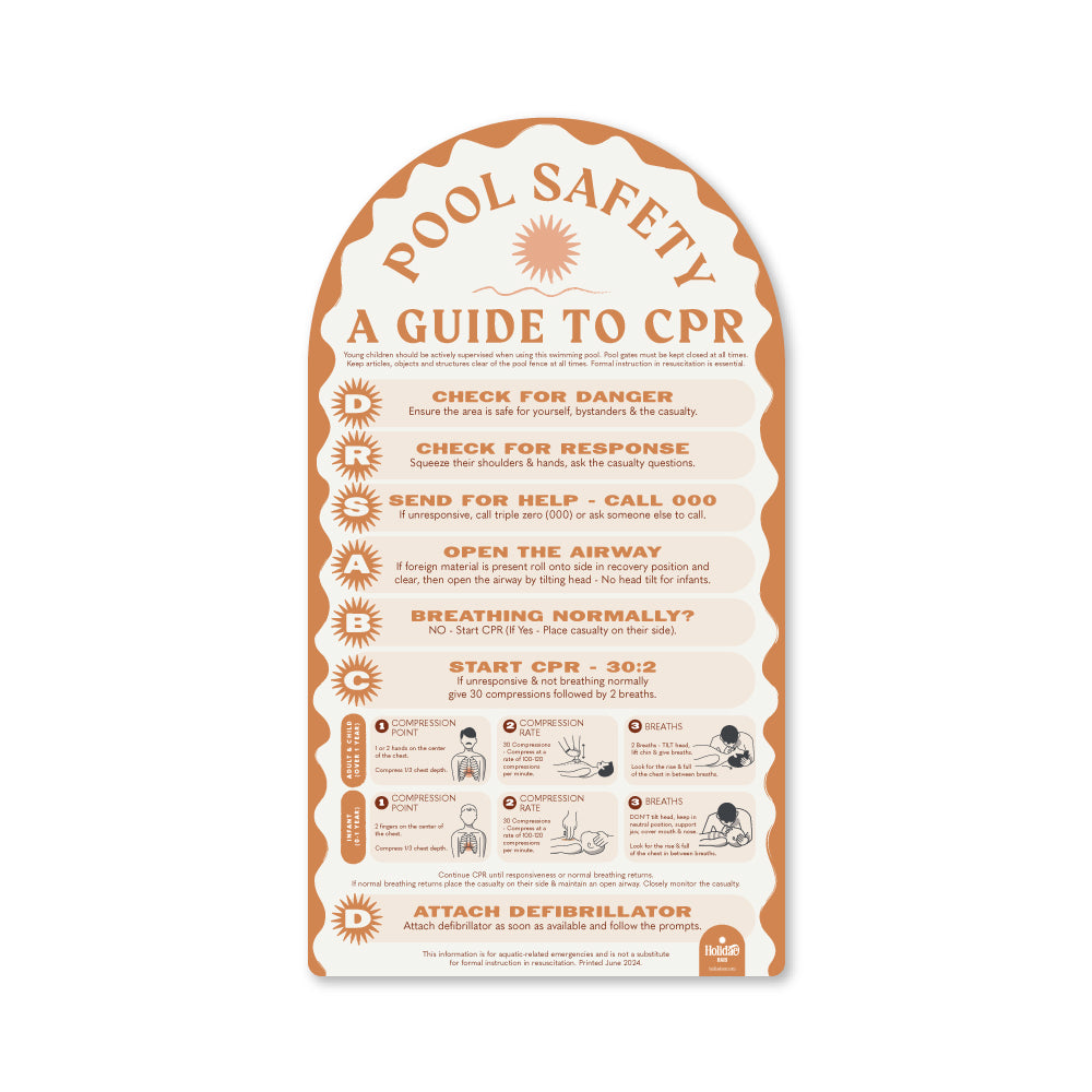 Boutique Pool Safety CPR Sign - Terracotta (Factory Second)