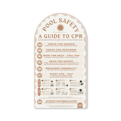 Boutique Pool Safety CPR Sign - Travertine