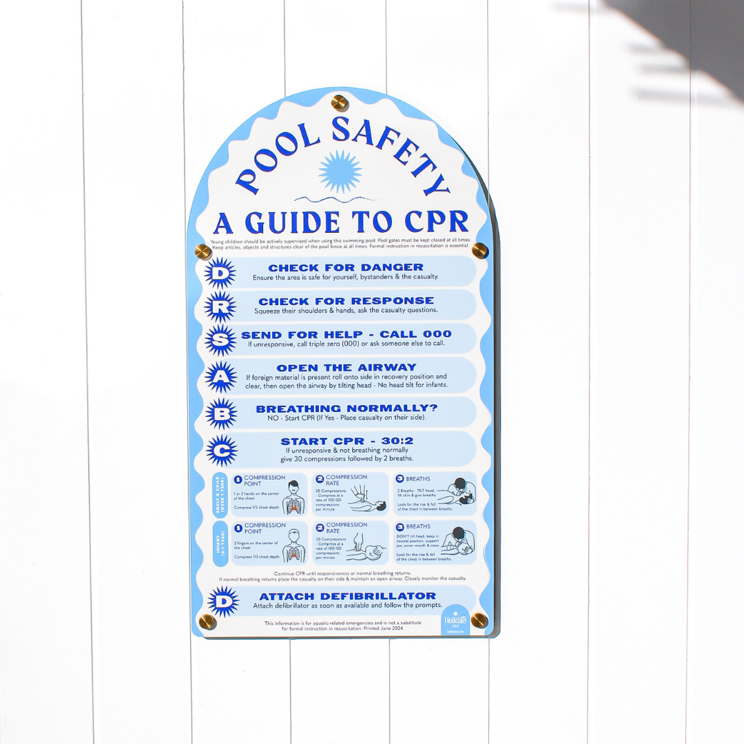 Holidae Haus CPR Pool Safety Sign in Powder