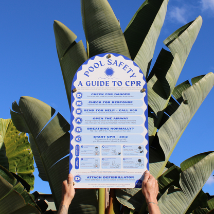 Boutique Pool Safety CPR Sign - Santorini (Factory Second)