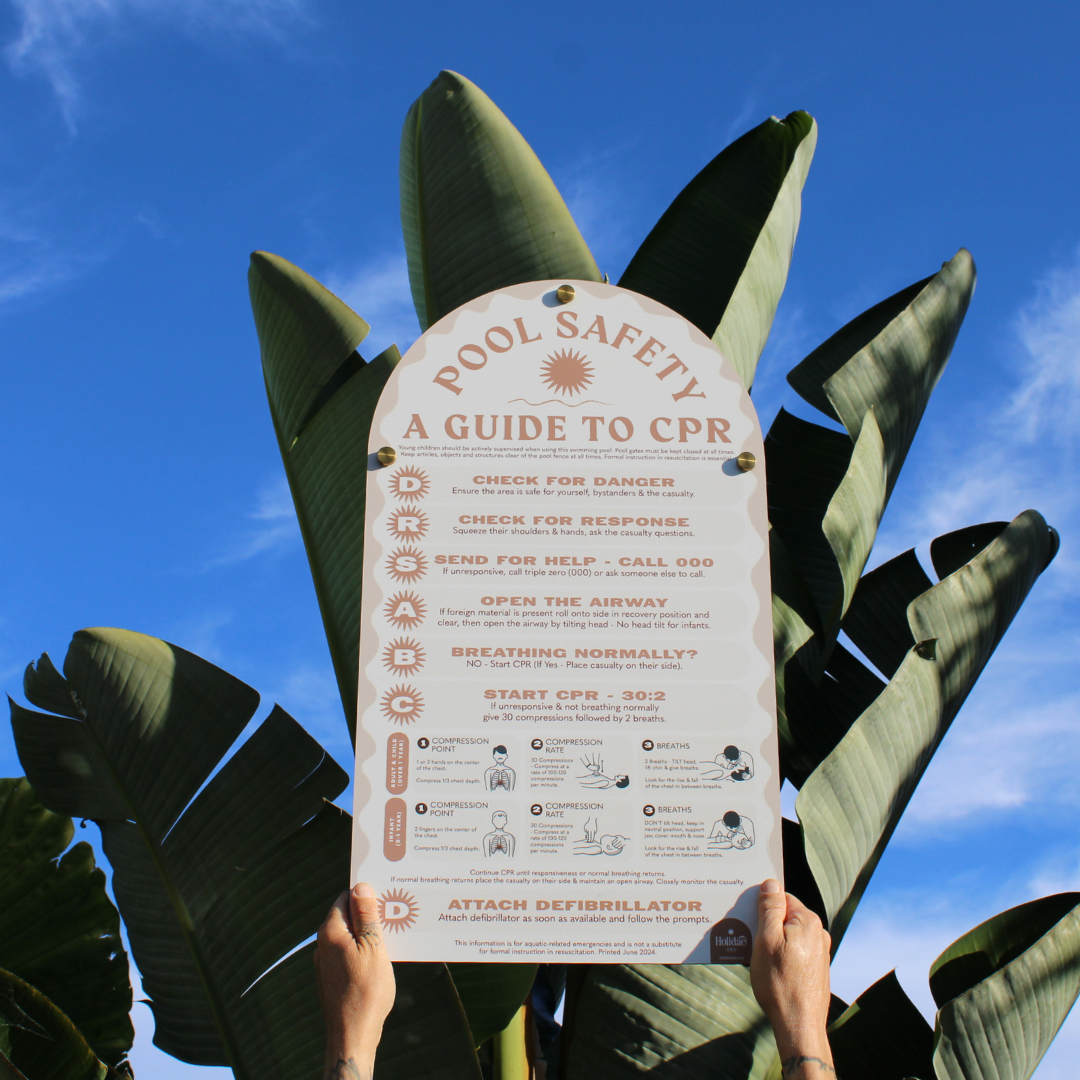 Holidae Haus CPR Pool Safety Sign in Travertine