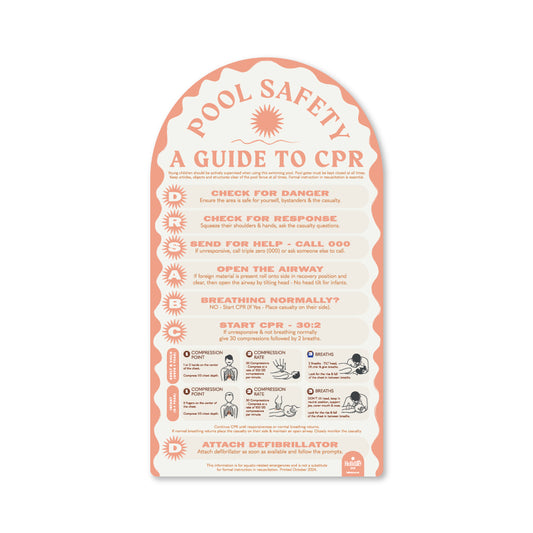 Paloma Pink CPR Pool Safety sign, compliant with Australian safety regulations, in a chic design – Holidae Haus