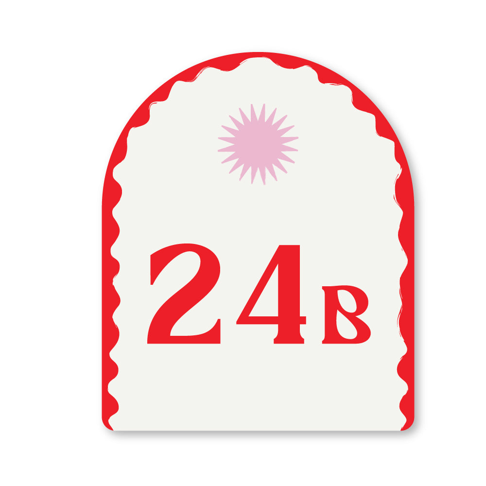 Lobster red house number with coastal Mediterranean design elements – Holidae Haus